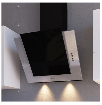 Hota Decorativa Tornado Vertikal 750 (60) LED, 1 motor Turbo, latime 60 cm, 3 viteze, absorbtie 750 m3/ora, filtru anti-grasimi aluminiu 5 straturi, Negru/Inox. Poza 3