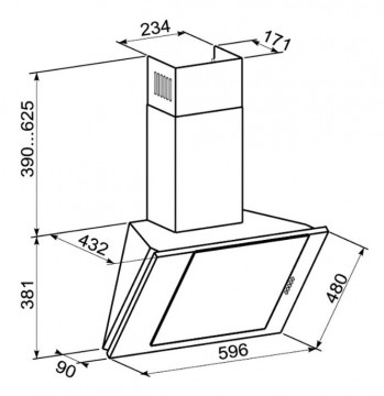 Hota Decorativa Tornado Vertikal 750 (60) LED, 1 motor Turbo, latime 60 cm, 3 viteze, absorbtie 750 m3/ora, filtru anti-grasimi aluminiu 5 straturi, Negru/Inox. Poza 5