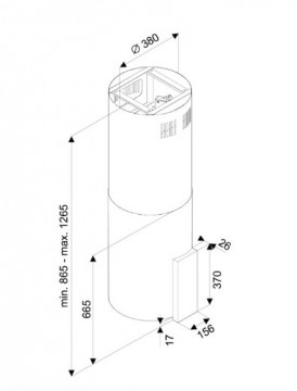 Poza Hota tip Insula Tornado Tube Island 1200 (40) LED, 1 motor, inaltime 90-120 cm, 4 viteze, absorbtie 1200 m3/ora, Negru